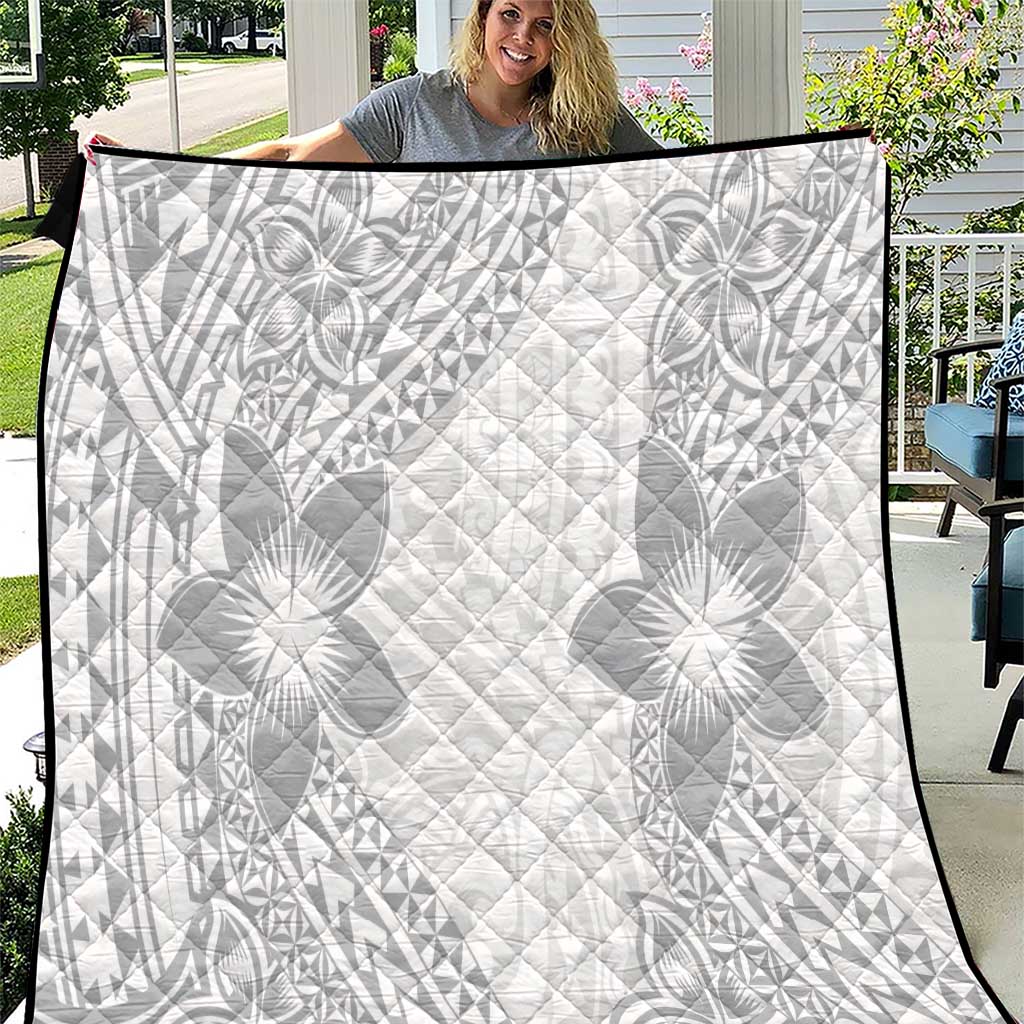Lotu Tamaiti White Sunday Quilt Pacific Plumeria Flowers - White Version LT9 White - Polynesian Pride