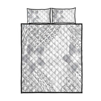 Lotu Tamaiti White Sunday Quilt Bed Set Pacific Plumeria Flowers - White Version