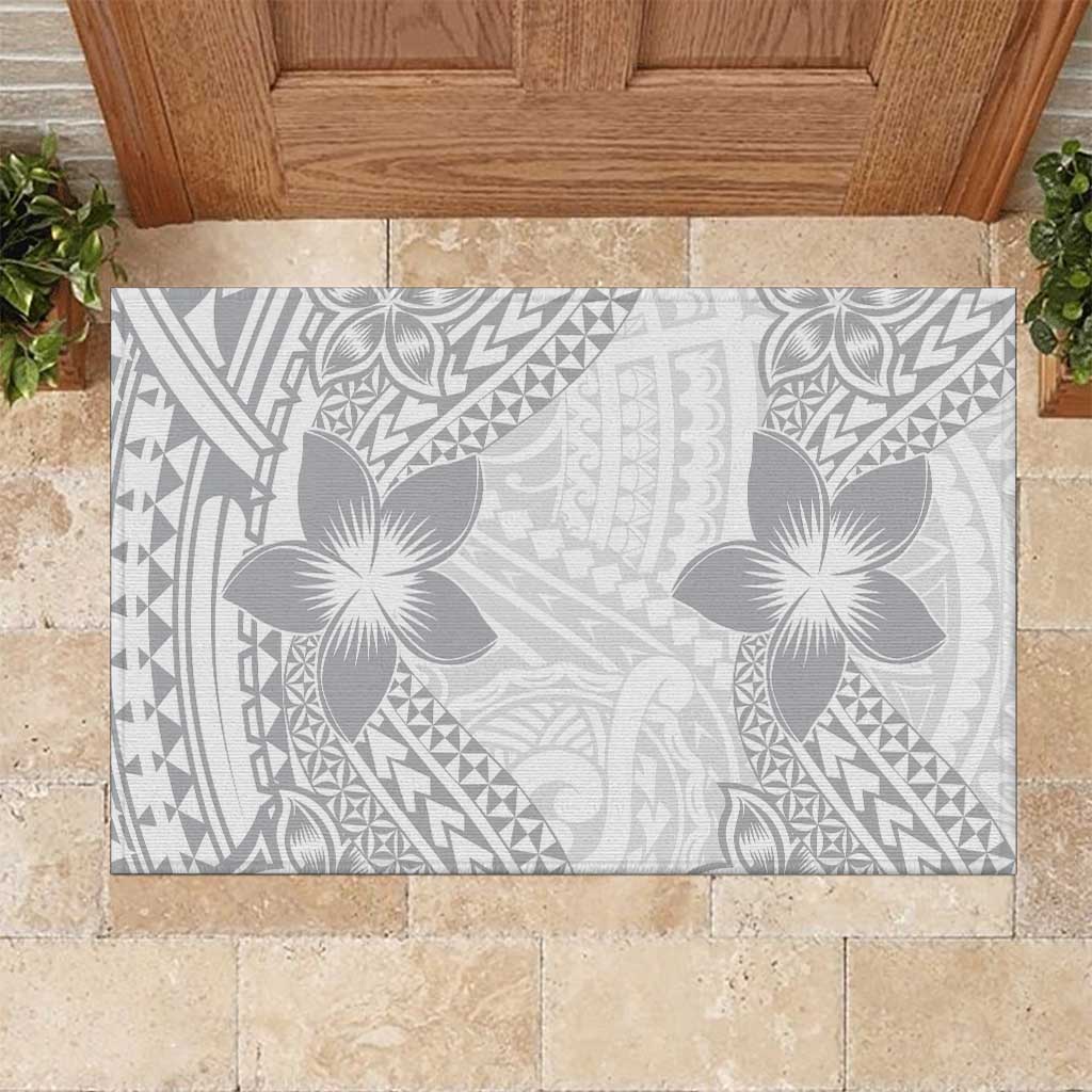 Lotu Tamaiti White Sunday Rubber Doormat Pacific Plumeria Flowers - White Version LT9 White - Polynesian Pride