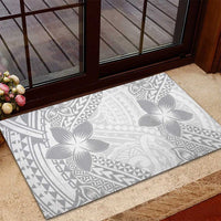 Lotu Tamaiti White Sunday Rubber Doormat Pacific Plumeria Flowers - White Version