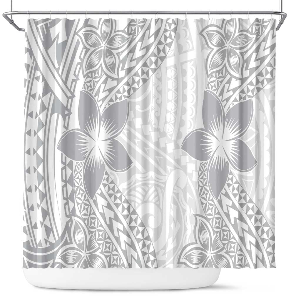 Lotu Tamaiti White Sunday Shower Curtain Pacific Plumeria Flowers - White Version LT9 White - Polynesian Pride