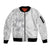 Lotu Tamaiti White Sunday Sleeve Zip Bomber Jacket Pacific Plumeria Flowers - White Version
