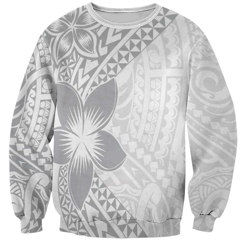 Lotu Tamaiti White Sunday Sweatshirt Pacific Plumeria Flowers - White Version LT9 Unisex White - Polynesian Pride