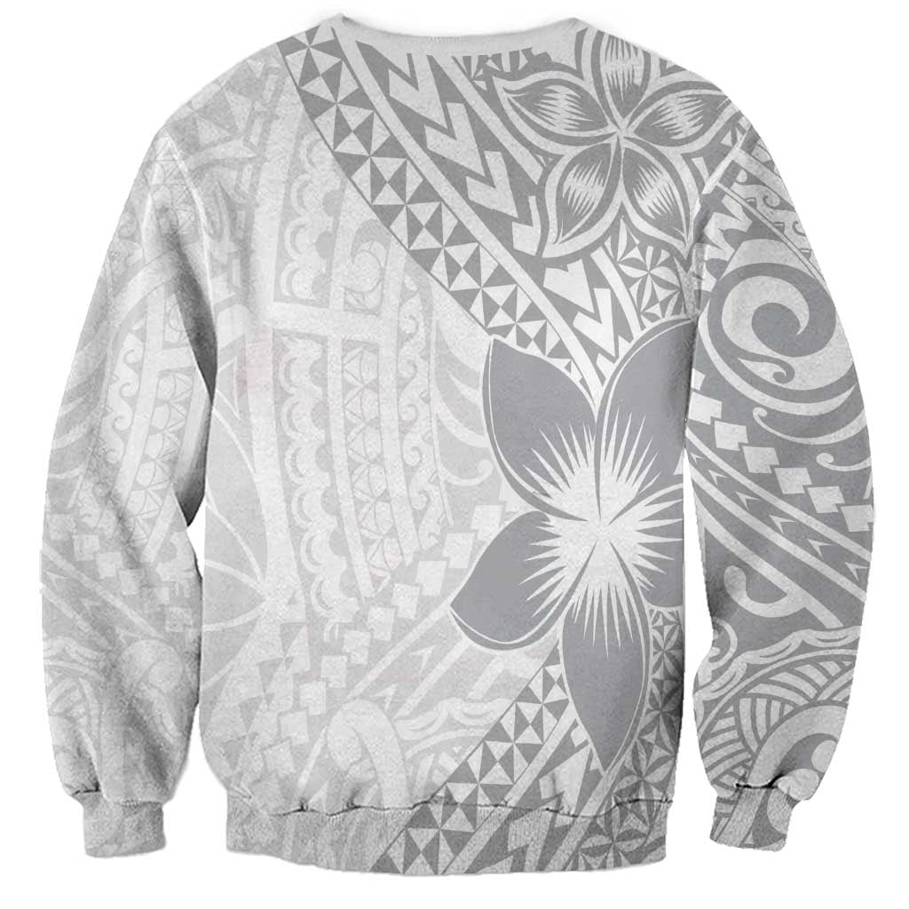 Lotu Tamaiti White Sunday Sweatshirt Pacific Plumeria Flowers - White Version