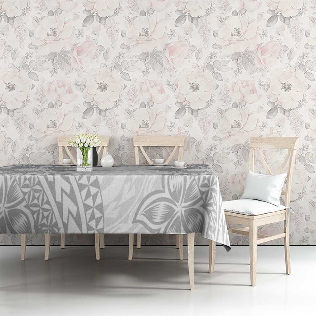 Lotu Tamaiti White Sunday Tablecloth Pacific Plumeria Flowers - White Version