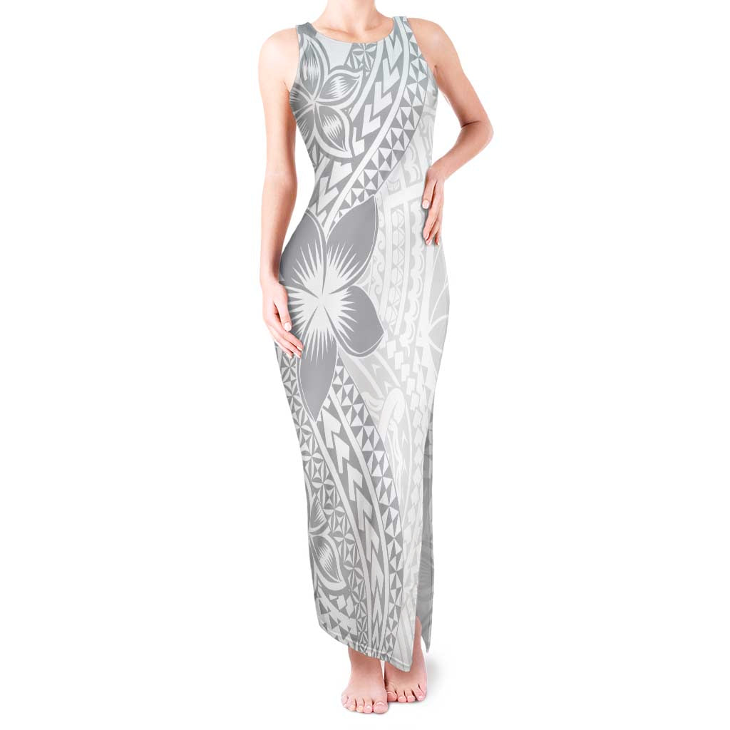 Lotu Tamaiti White Sunday Tank Maxi Dress Pacific Plumeria Flowers - White Version LT9 Women White - Polynesian Pride