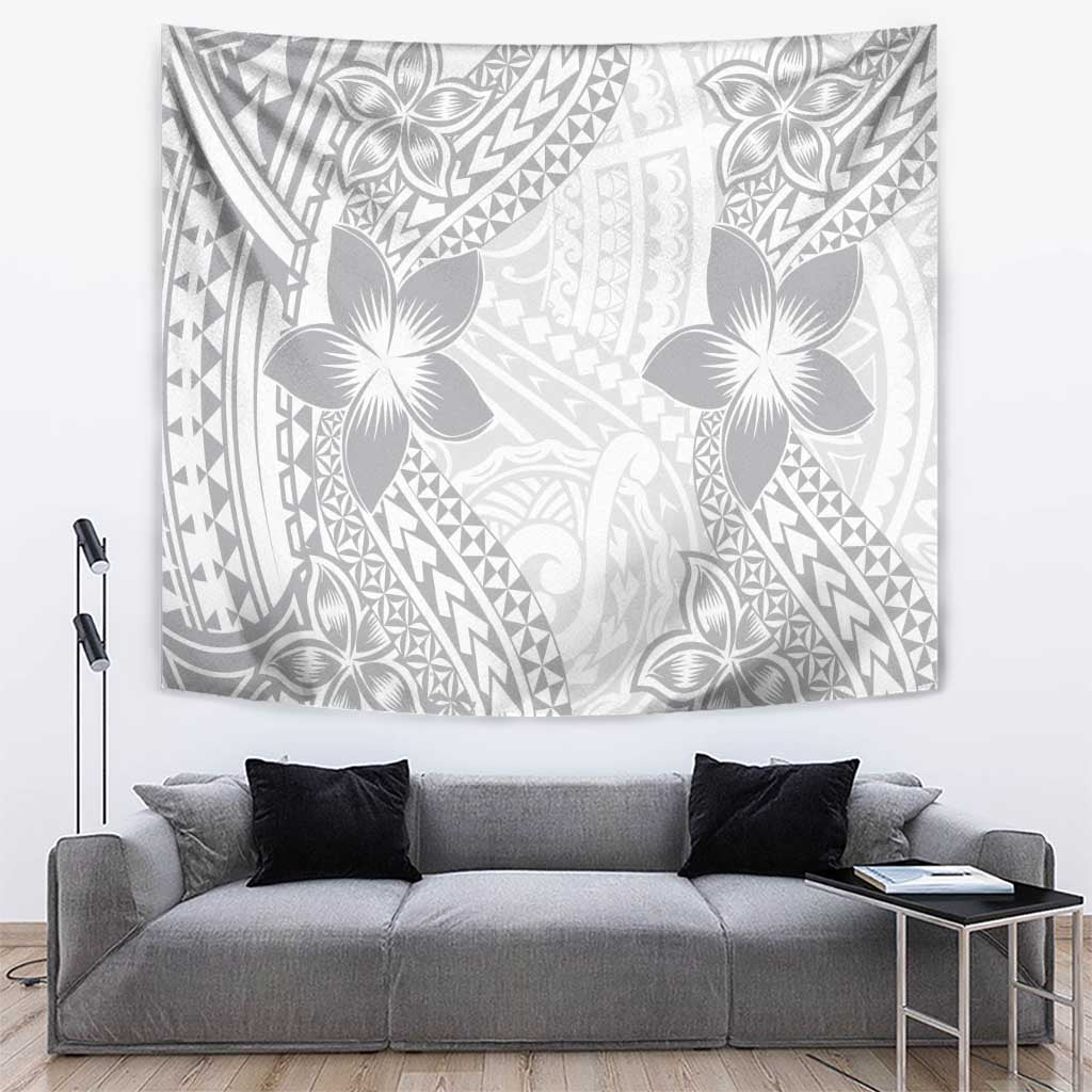 Lotu Tamaiti White Sunday Tapestry Pacific Plumeria Flowers - White Version LT9 White - Polynesian Pride