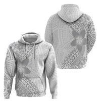 Lotu Tamaiti White Sunday Zip Hoodie Pacific Plumeria Flowers - White Version