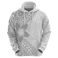 Lotu Tamaiti White Sunday Zip Hoodie Pacific Plumeria Flowers - White Version