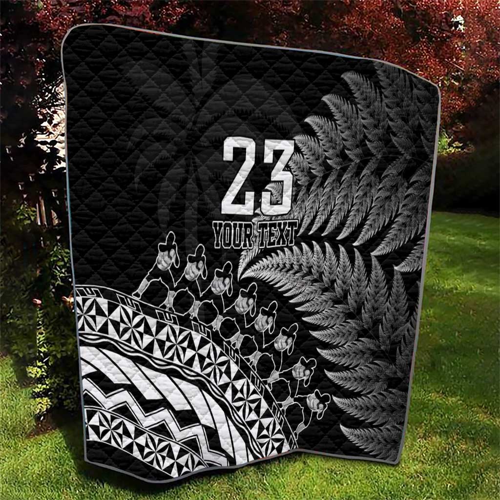 Custom Fiji New Zealand Rugby Quilt Cibi Dance with Black Fern