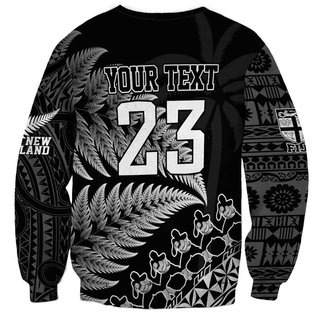 Custom Fiji New Zealand Rugby Sweatshirt Cibi Dance with Black Fern