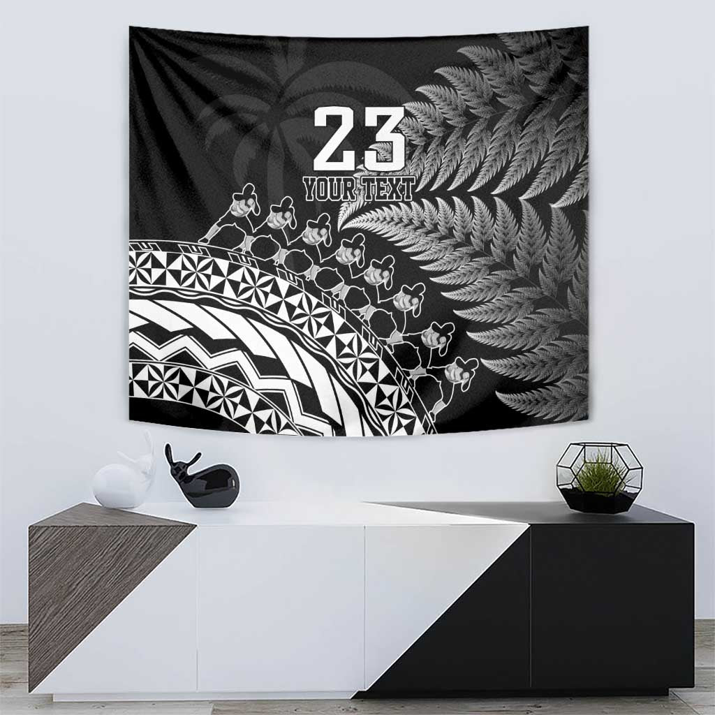 Custom Fiji New Zealand Rugby Tapestry Cibi Dance with Black Fern
