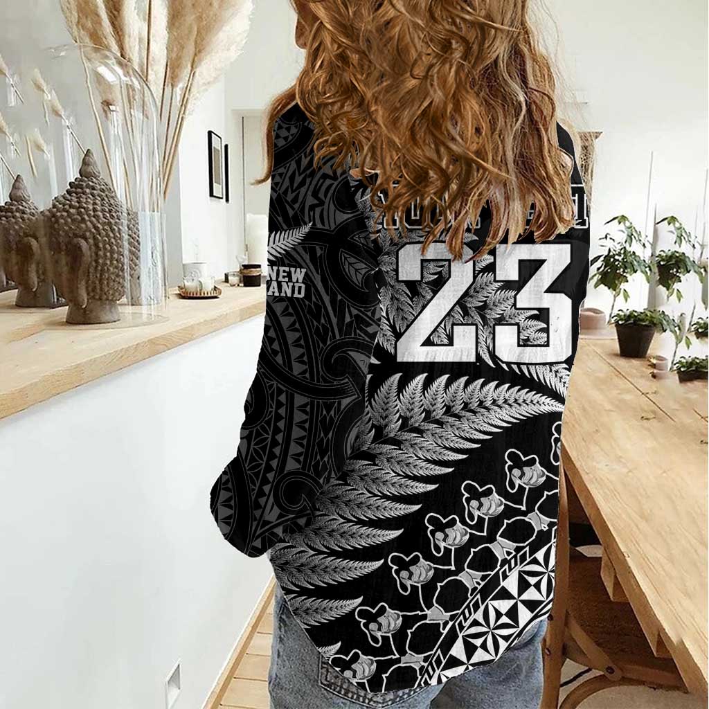 Custom Fiji New Zealand Rugby Women Casual Shirt Cibi Dance with Black Fern