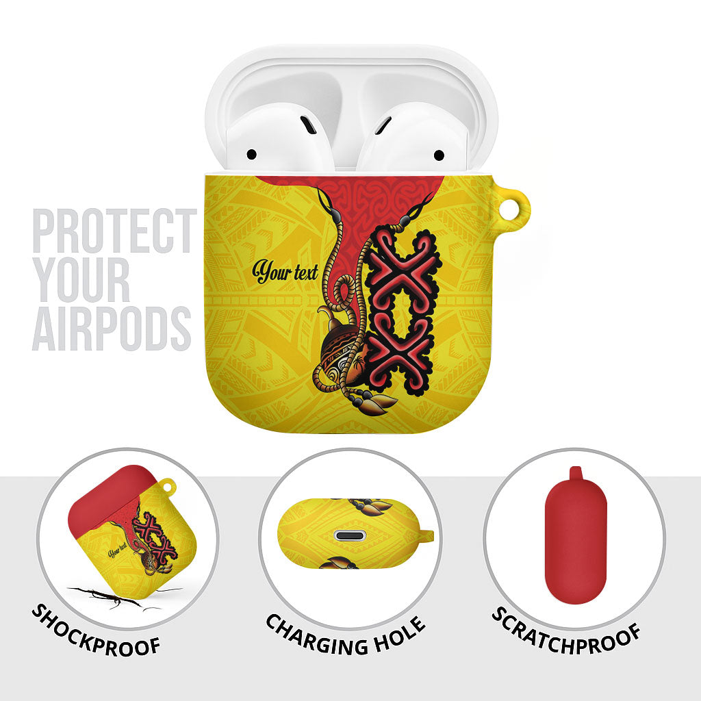 Personalised Papua New Guinea Oro Necklace AirPods Case Gold Melanesia Traditional Pattern