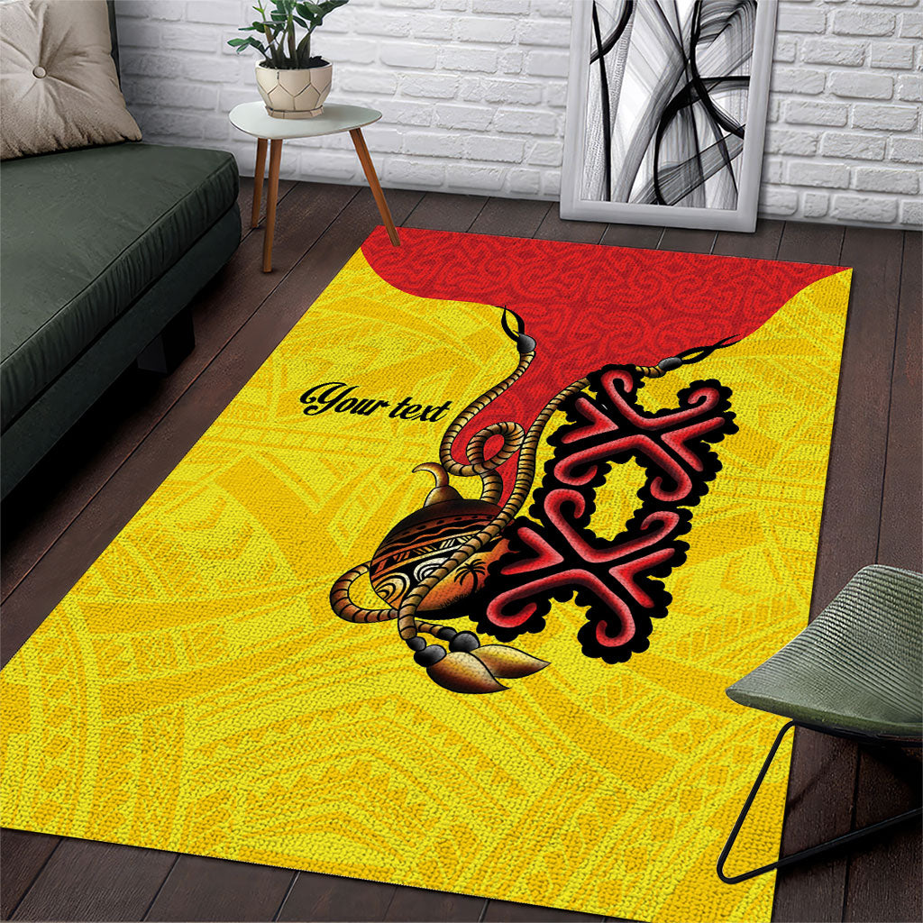 Personalised Papua New Guinea Oro Necklace Area Rug Gold Melanesia Traditional Pattern LT9 Gold - Polynesian Pride