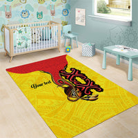 Personalised Papua New Guinea Oro Necklace Area Rug Gold Melanesia Traditional Pattern