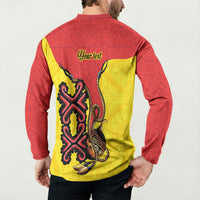 Personalised Papua New Guinea Oro Necklace Button Sweatshirt Gold Melanesia Traditional Pattern