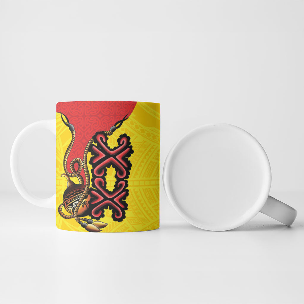 Personalised Papua New Guinea Oro Necklace Ceramic Mug Gold Melanesia Traditional Pattern