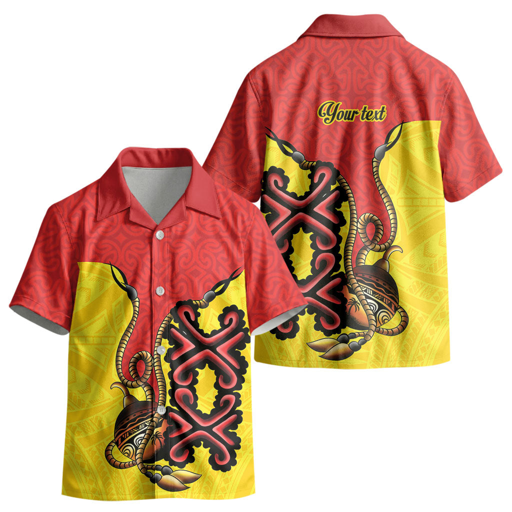 Personalised Papua New Guinea Oro Necklace Kid Hawaiian Shirt Gold Melanesia Traditional Pattern