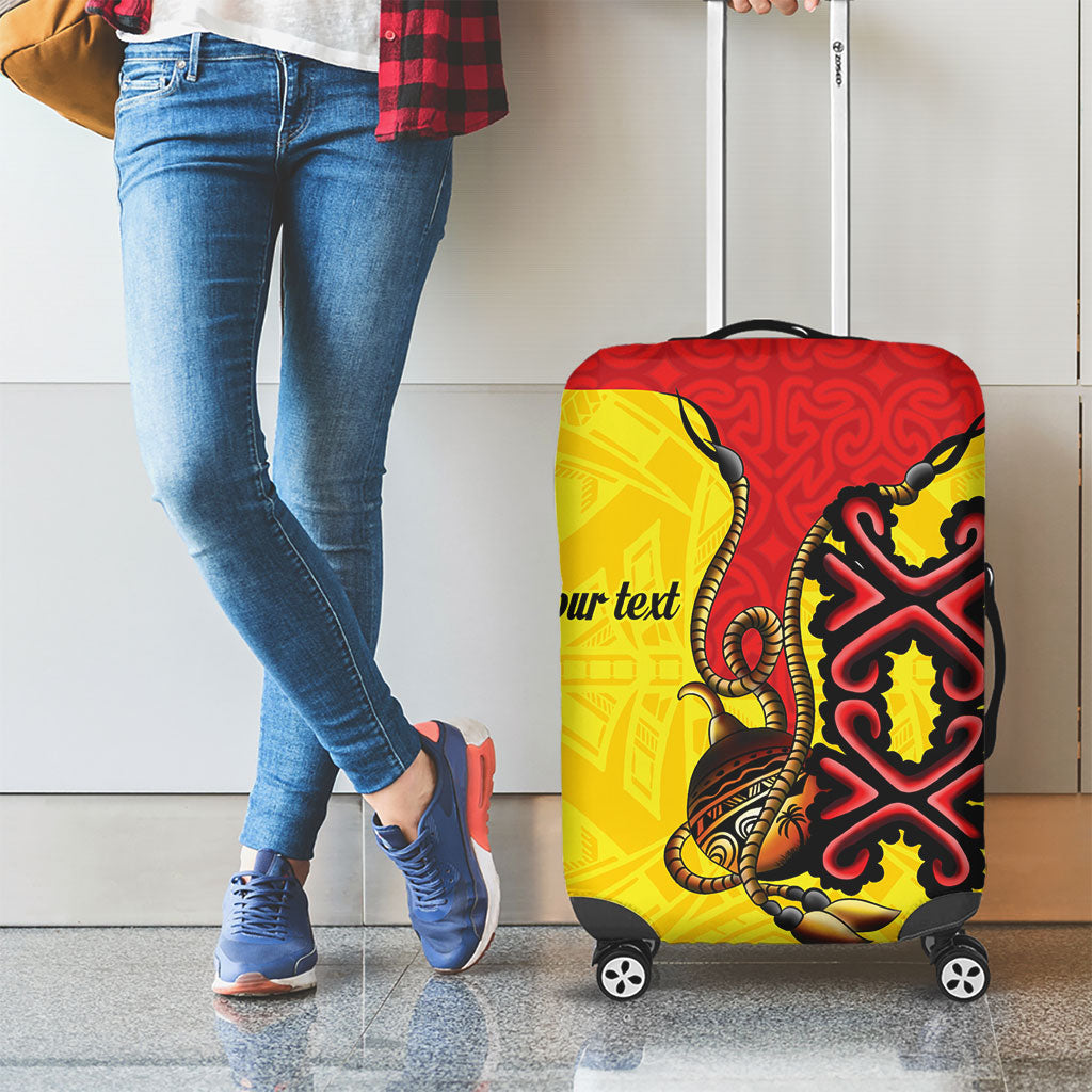 Personalised Papua New Guinea Oro Necklace Luggage Cover Gold Melanesia Traditional Pattern