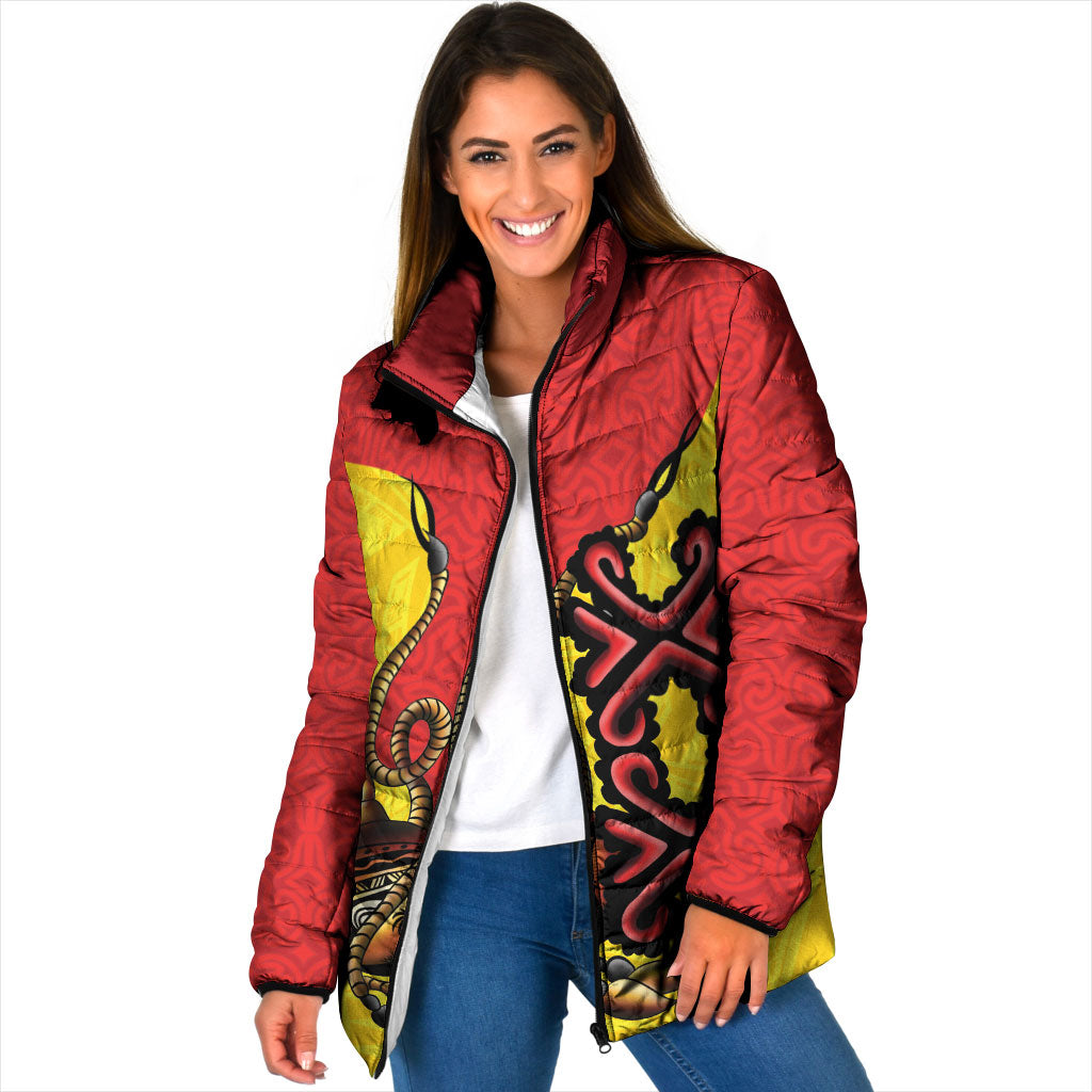 Personalised Papua New Guinea Oro Necklace Padded Jacket Gold Melanesia Traditional Pattern