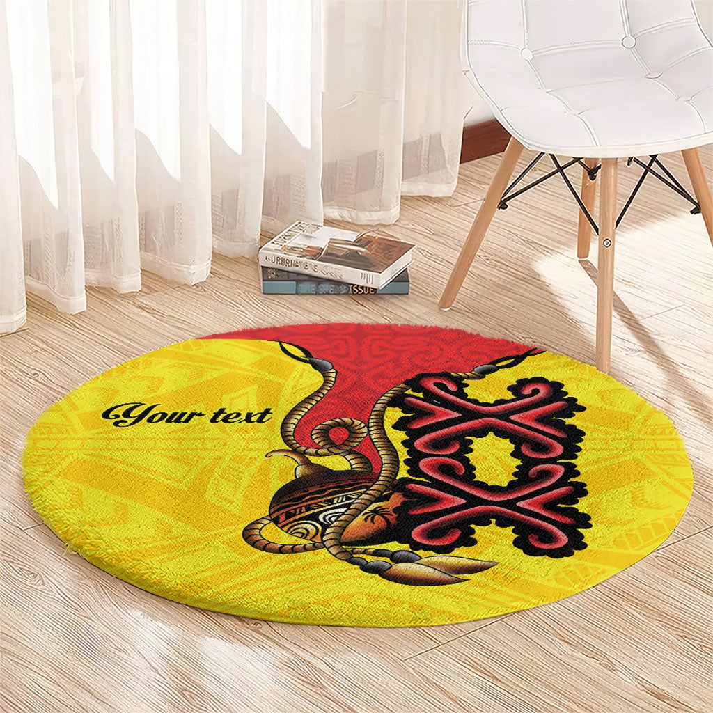 Personalised Papua New Guinea Oro Necklace Round Carpet Gold Melanesia Traditional Pattern