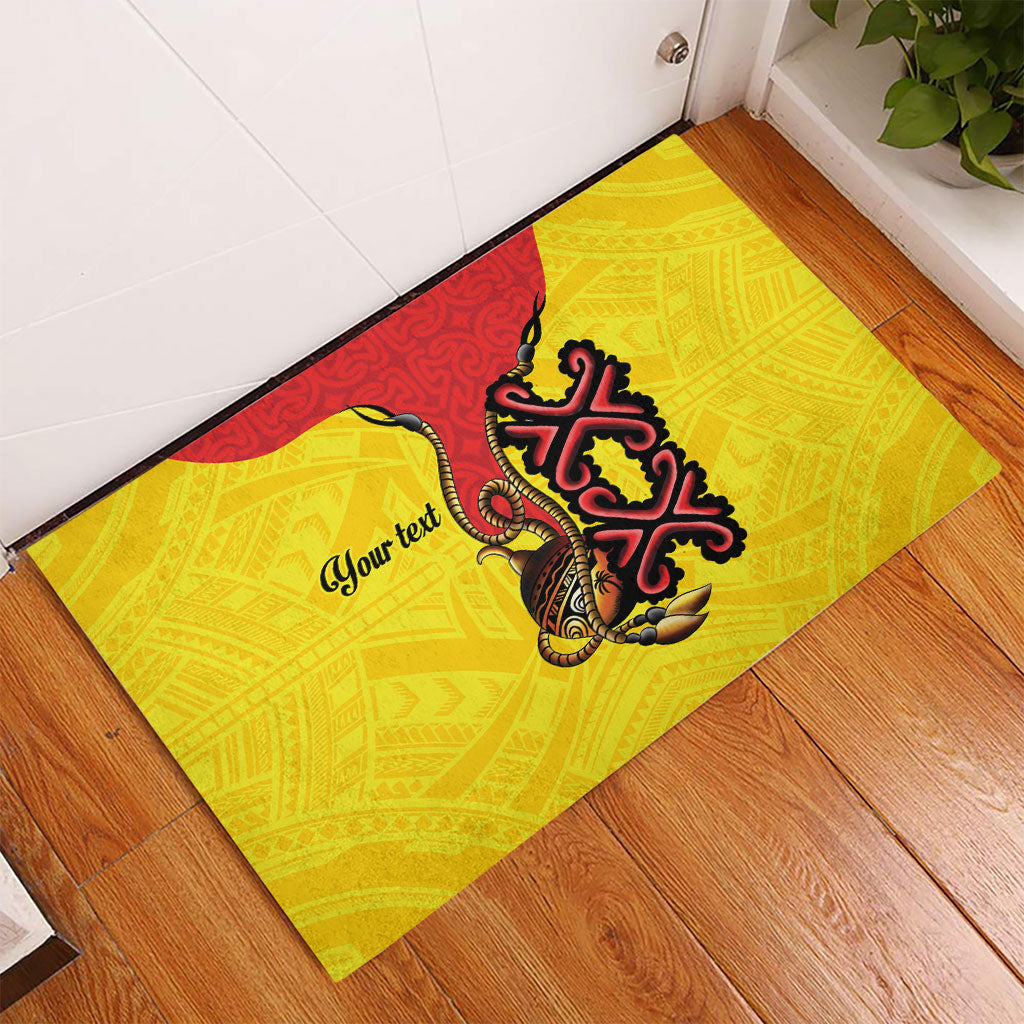 Personalised Papua New Guinea Oro Necklace Rubber Doormat Gold Melanesia Traditional Pattern
