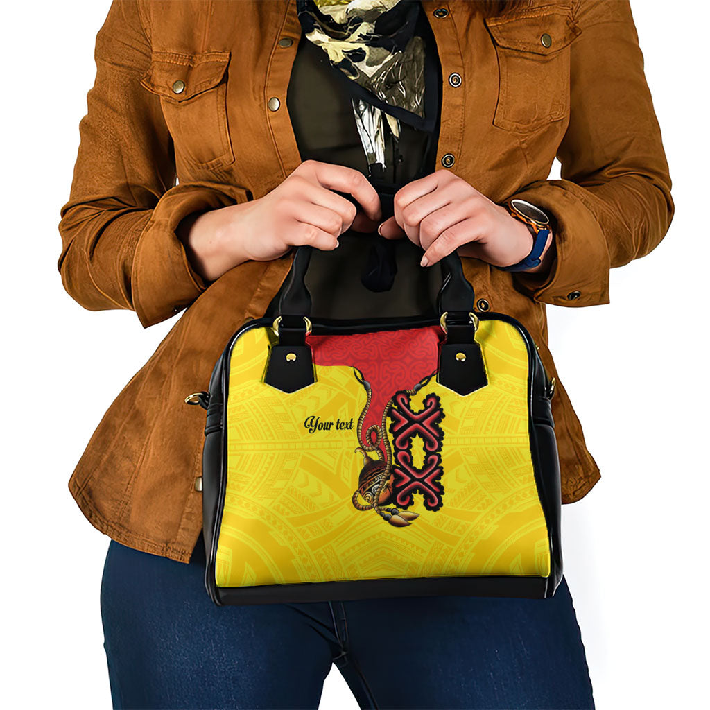 Personalised Papua New Guinea Oro Necklace Shoulder Handbag Gold Melanesia Traditional Pattern