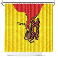 Personalised Papua New Guinea Oro Necklace Shower Curtain Gold Melanesia Traditional Pattern