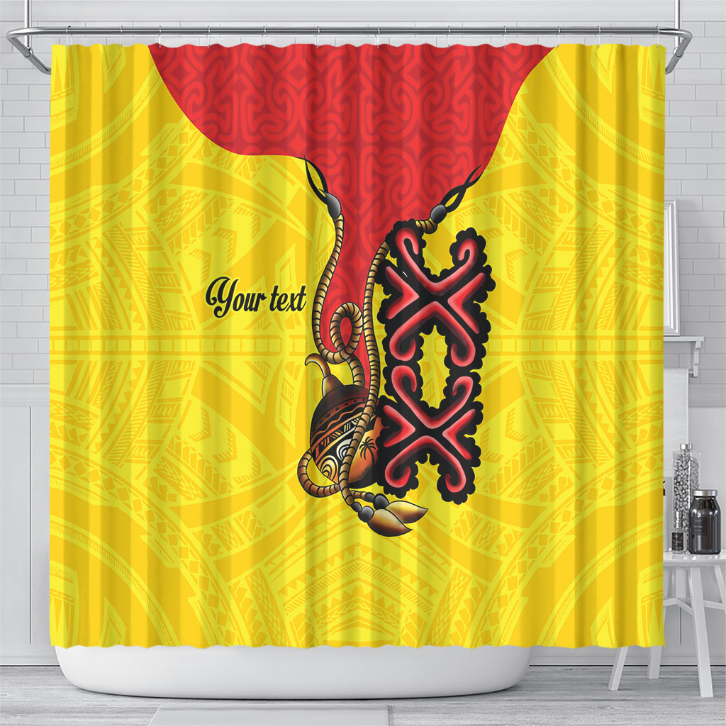 Personalised Papua New Guinea Oro Necklace Shower Curtain Gold Melanesia Traditional Pattern