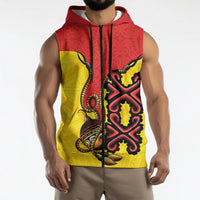 Personalised Papua New Guinea Oro Necklace Sleeveless Zip Hoodie Gold Melanesia Traditional Pattern