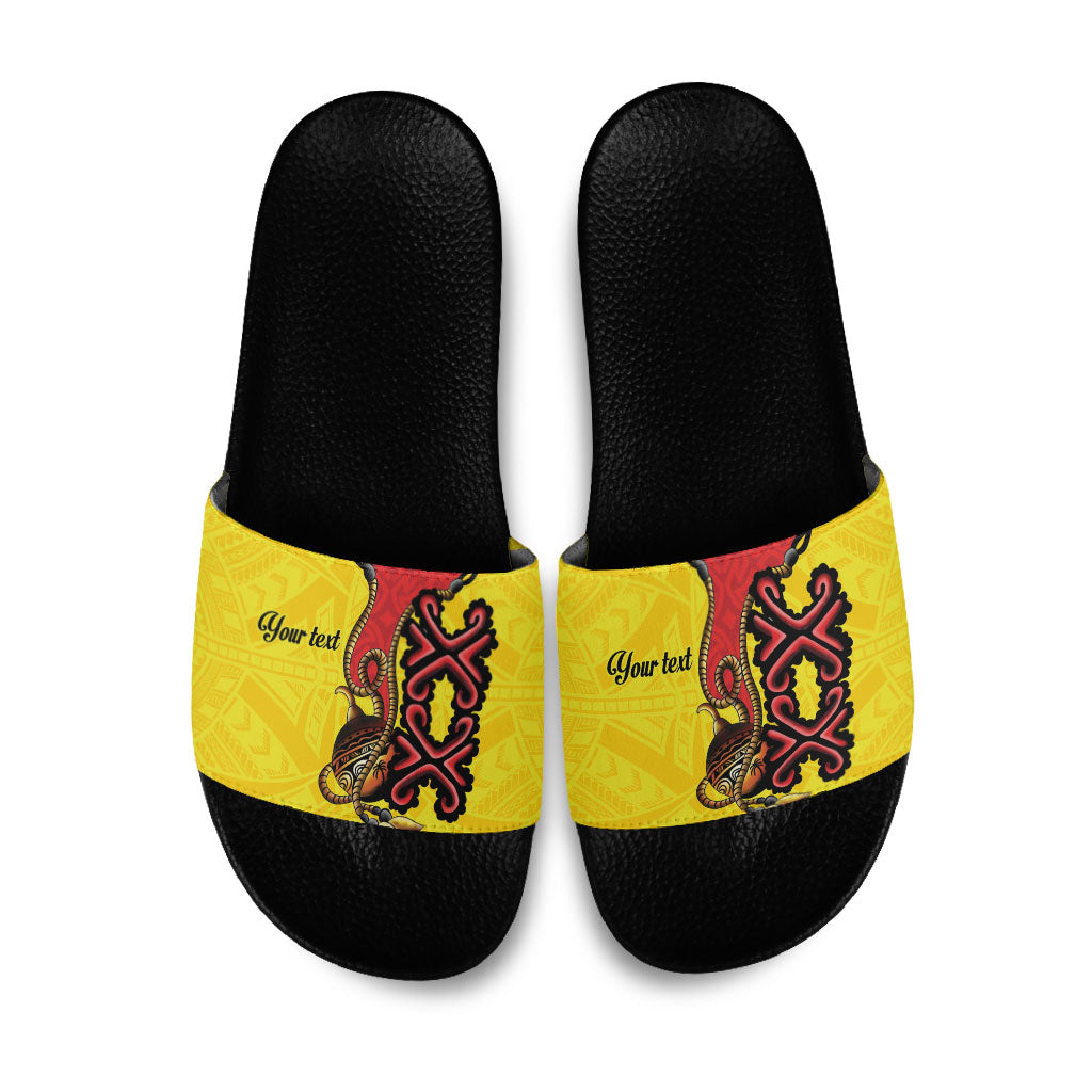 Personalised Papua New Guinea Oro Necklace Slide Sandals Gold Melanesia Traditional Pattern
