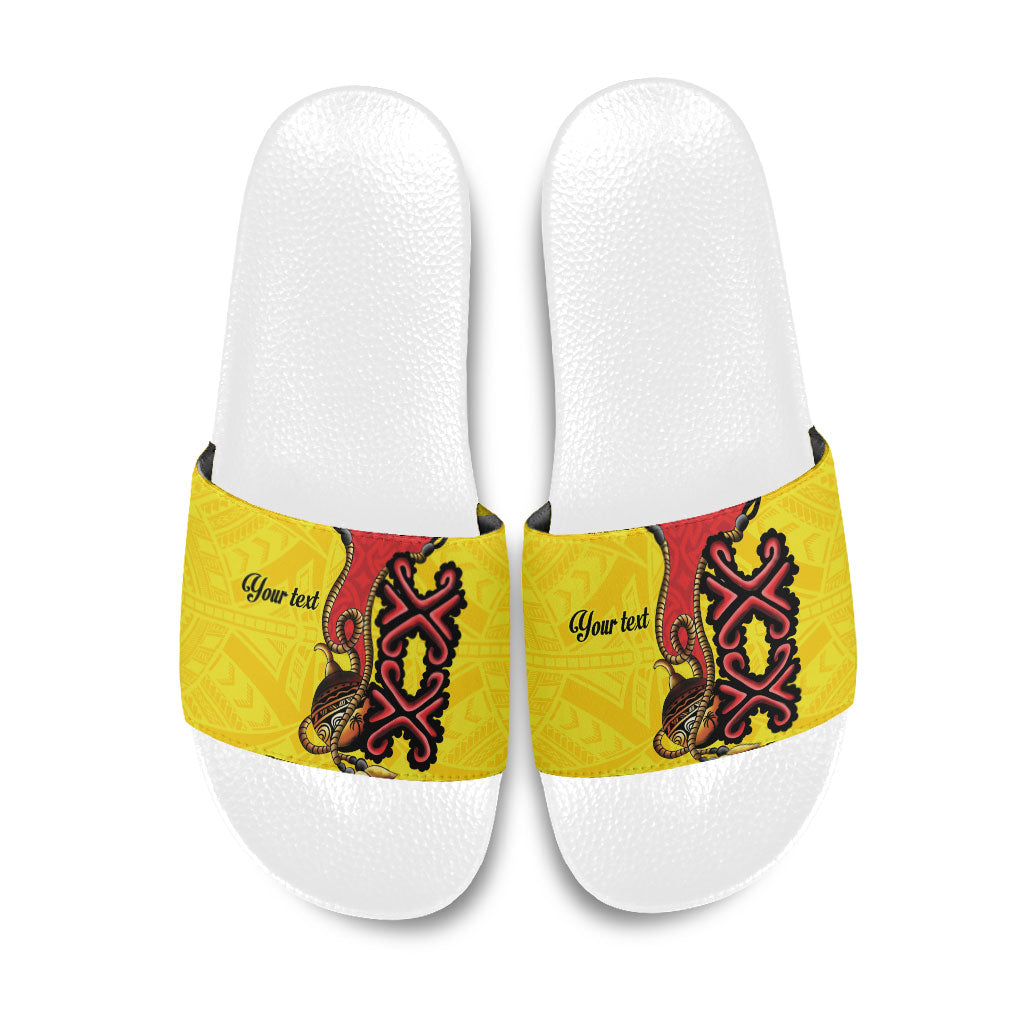 Personalised Papua New Guinea Oro Necklace Slide Sandals Gold Melanesia Traditional Pattern