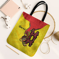 Personalised Papua New Guinea Oro Necklace Tote Bag Gold Melanesia Traditional Pattern