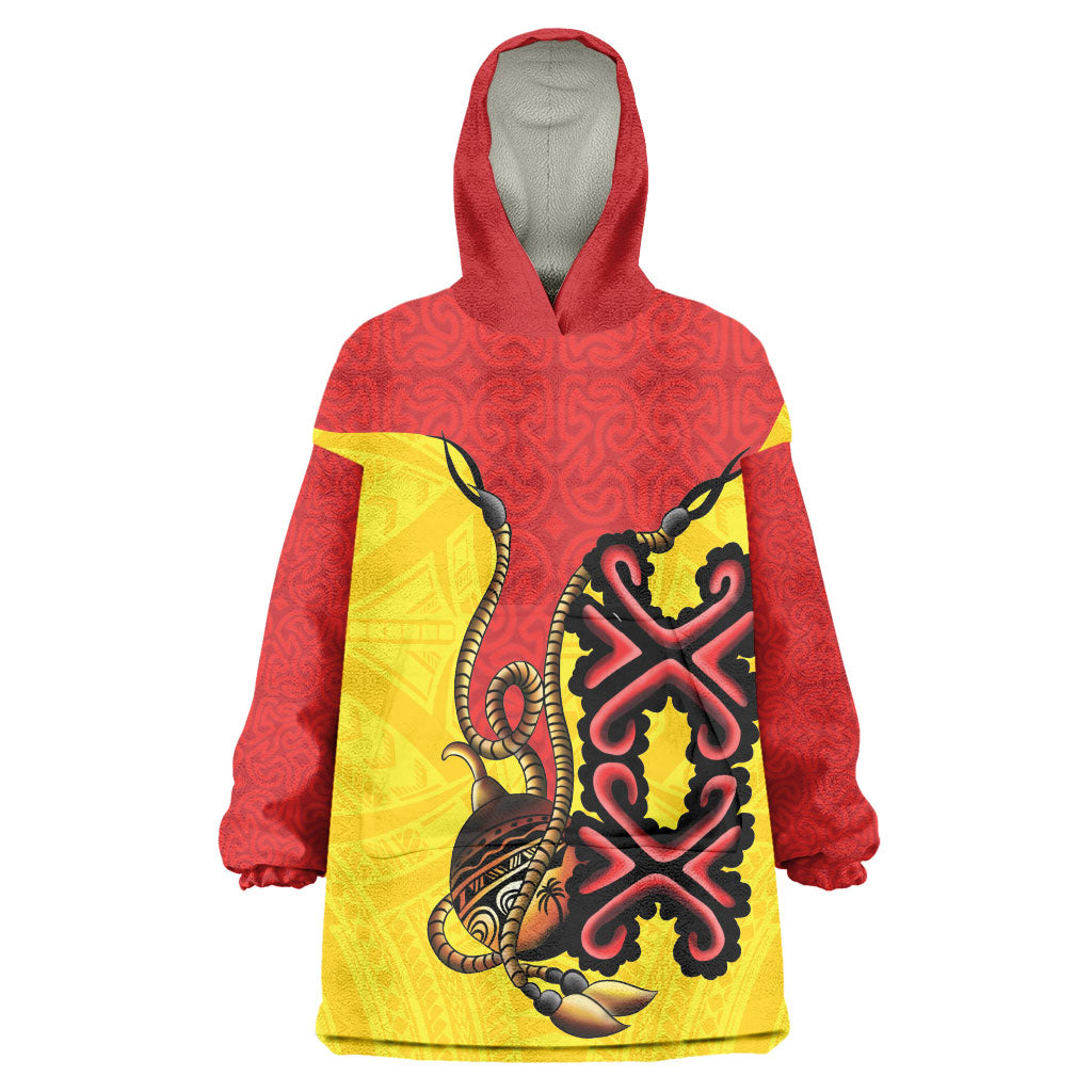 Personalised Papua New Guinea Oro Necklace Wearable Blanket Hoodie Gold Melanesia Traditional Pattern
