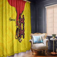 Personalised Papua New Guinea Oro Necklace Window Curtain Gold Melanesia Traditional Pattern