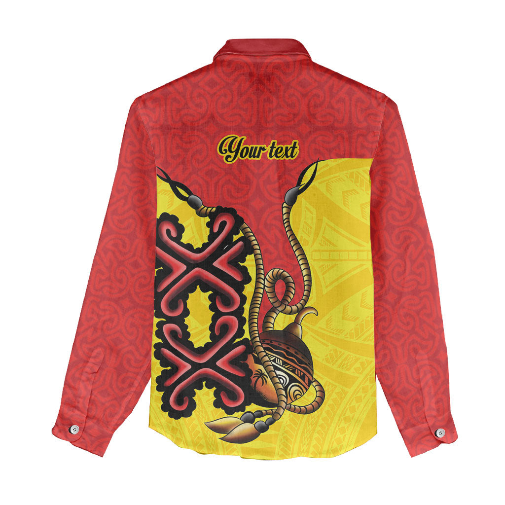 Personalised Papua New Guinea Oro Necklace Women Casual Shirt Gold Melanesia Traditional Pattern