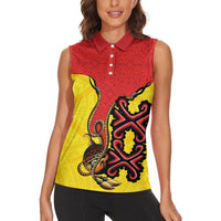 Personalised Papua New Guinea Oro Necklace Women Sleeveless Polo Shirt Gold Melanesia Traditional Pattern