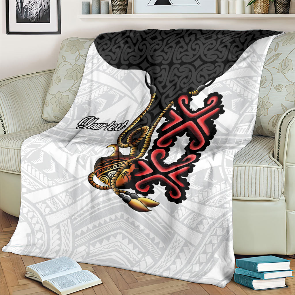 Personalised Papua New Guinea Oro Necklace Blanket Black Melanesia Traditional Pattern