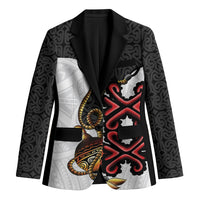 Personalised Papua New Guinea Oro Necklace Blazer Black Melanesia Traditional Pattern