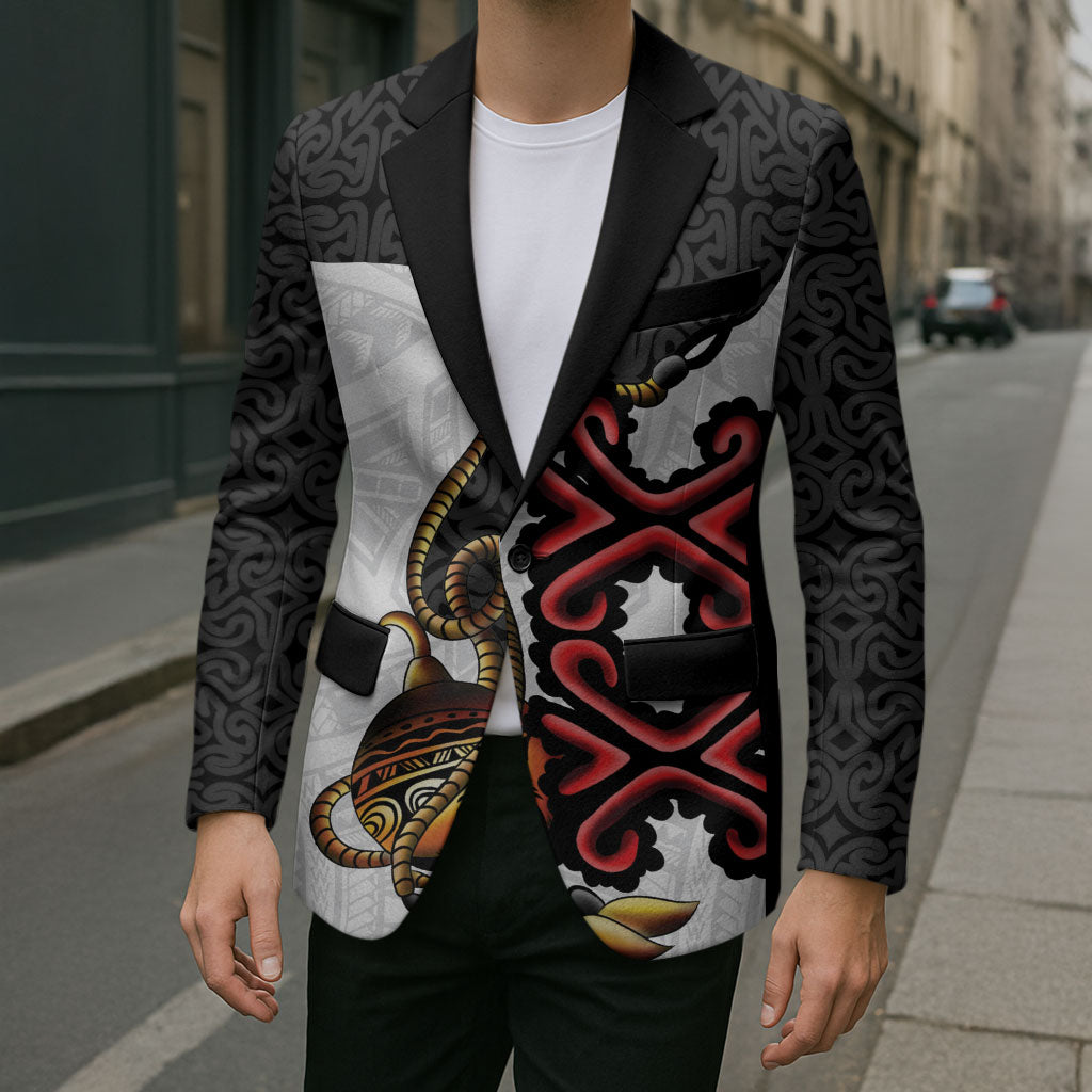 Personalised Papua New Guinea Oro Necklace Blazer Black Melanesia Traditional Pattern