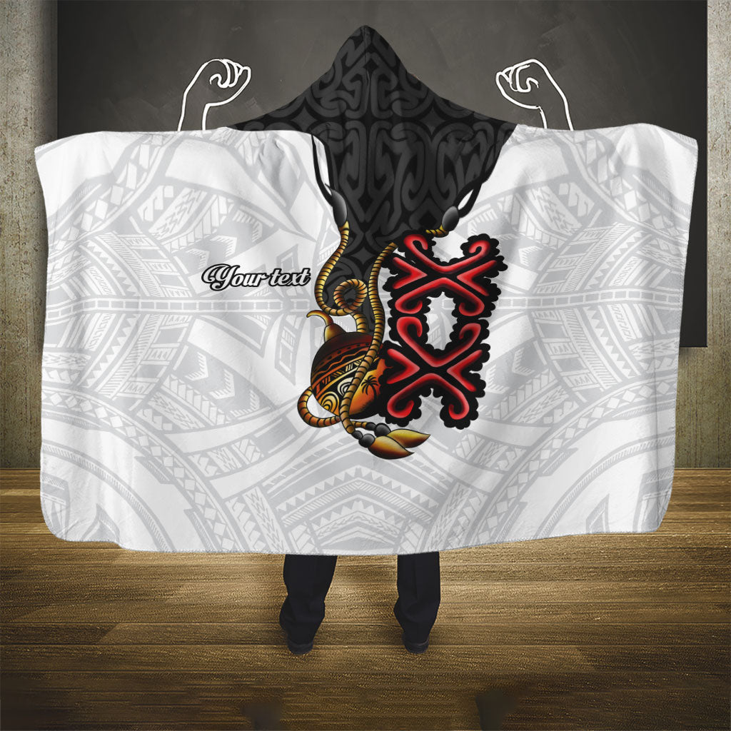 Personalised Papua New Guinea Oro Necklace Hooded Blanket Black Melanesia Traditional Pattern