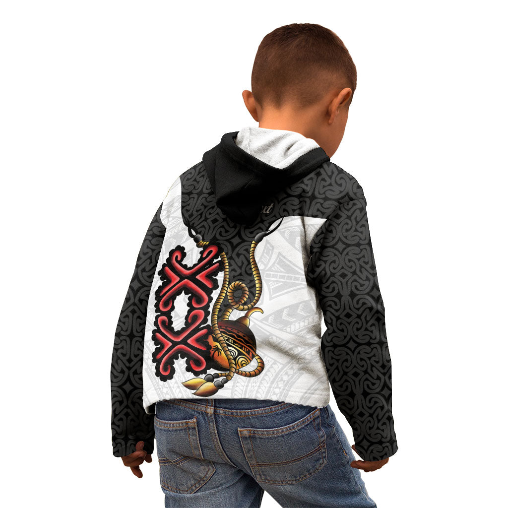 Personalised Papua New Guinea Oro Necklace Kid Hoodie Black Melanesia Traditional Pattern
