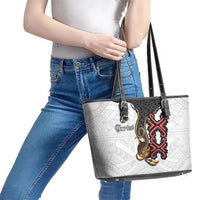 Personalised Papua New Guinea Oro Necklace Leather Tote Bag Black Melanesia Traditional Pattern