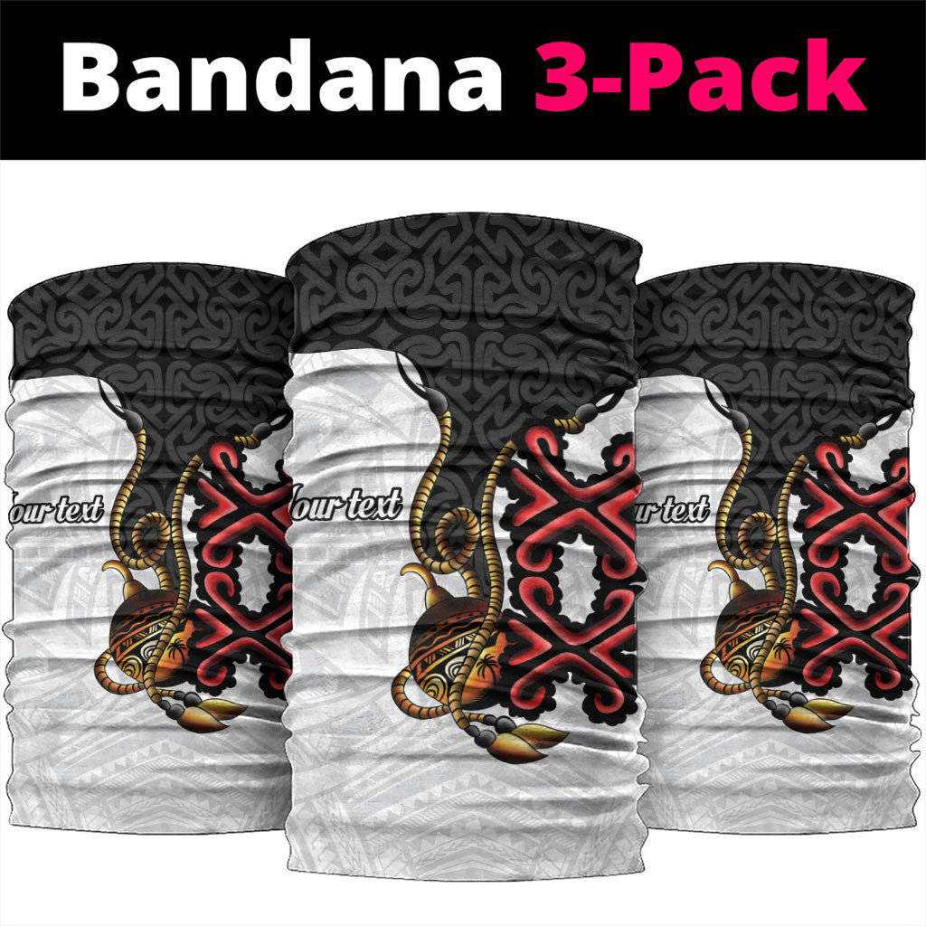 Personalised Papua New Guinea Oro Necklace Neck Gaiter Black Melanesia Traditional Pattern