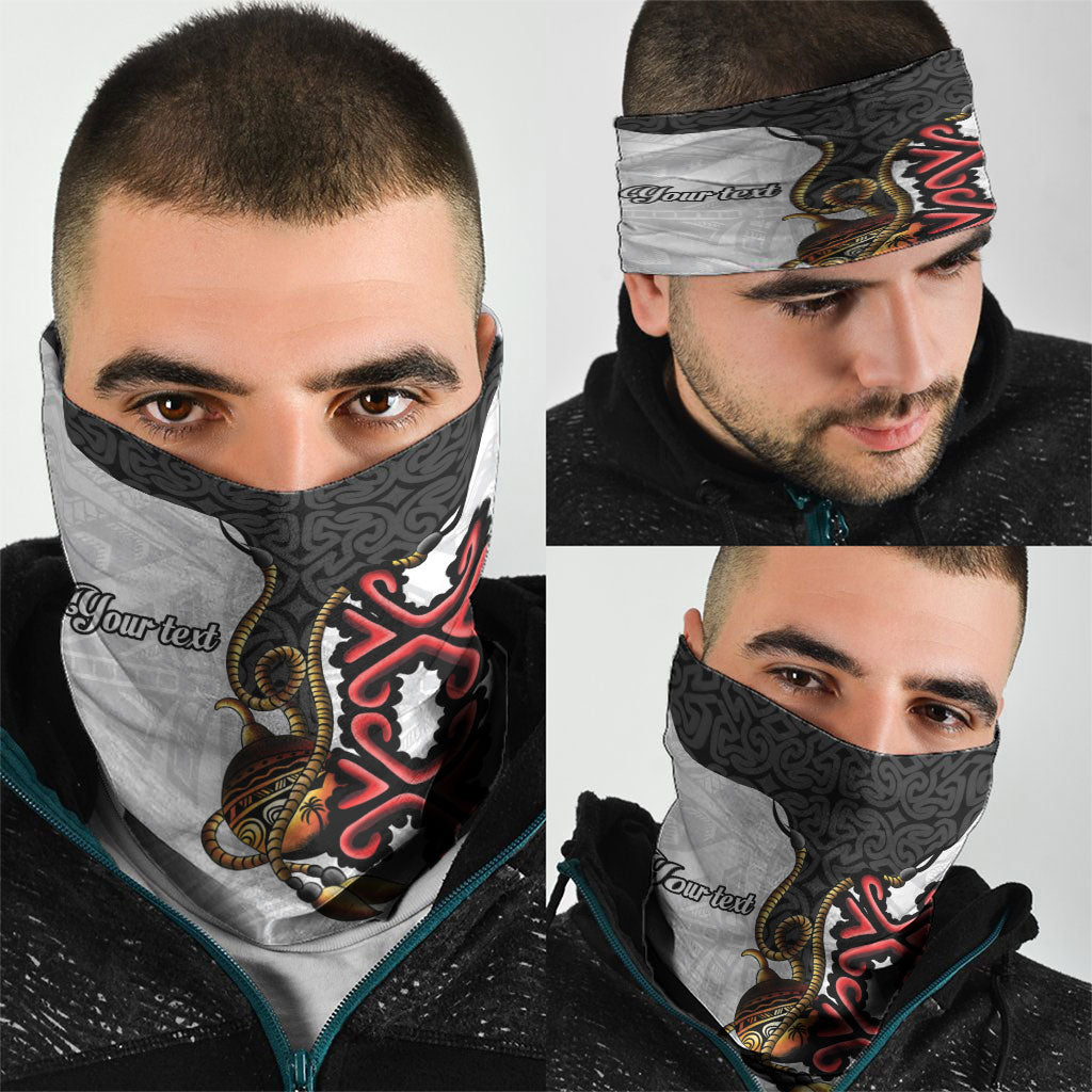 Personalised Papua New Guinea Oro Necklace Neck Gaiter Black Melanesia Traditional Pattern