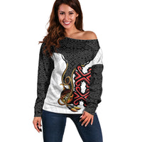Personalised Papua New Guinea Oro Necklace Off Shoulder Sweater Black Melanesia Traditional Pattern