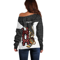 Personalised Papua New Guinea Oro Necklace Off Shoulder Sweater Black Melanesia Traditional Pattern