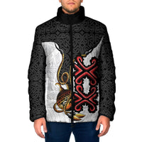 Personalised Papua New Guinea Oro Necklace Padded Jacket Black Melanesia Traditional Pattern