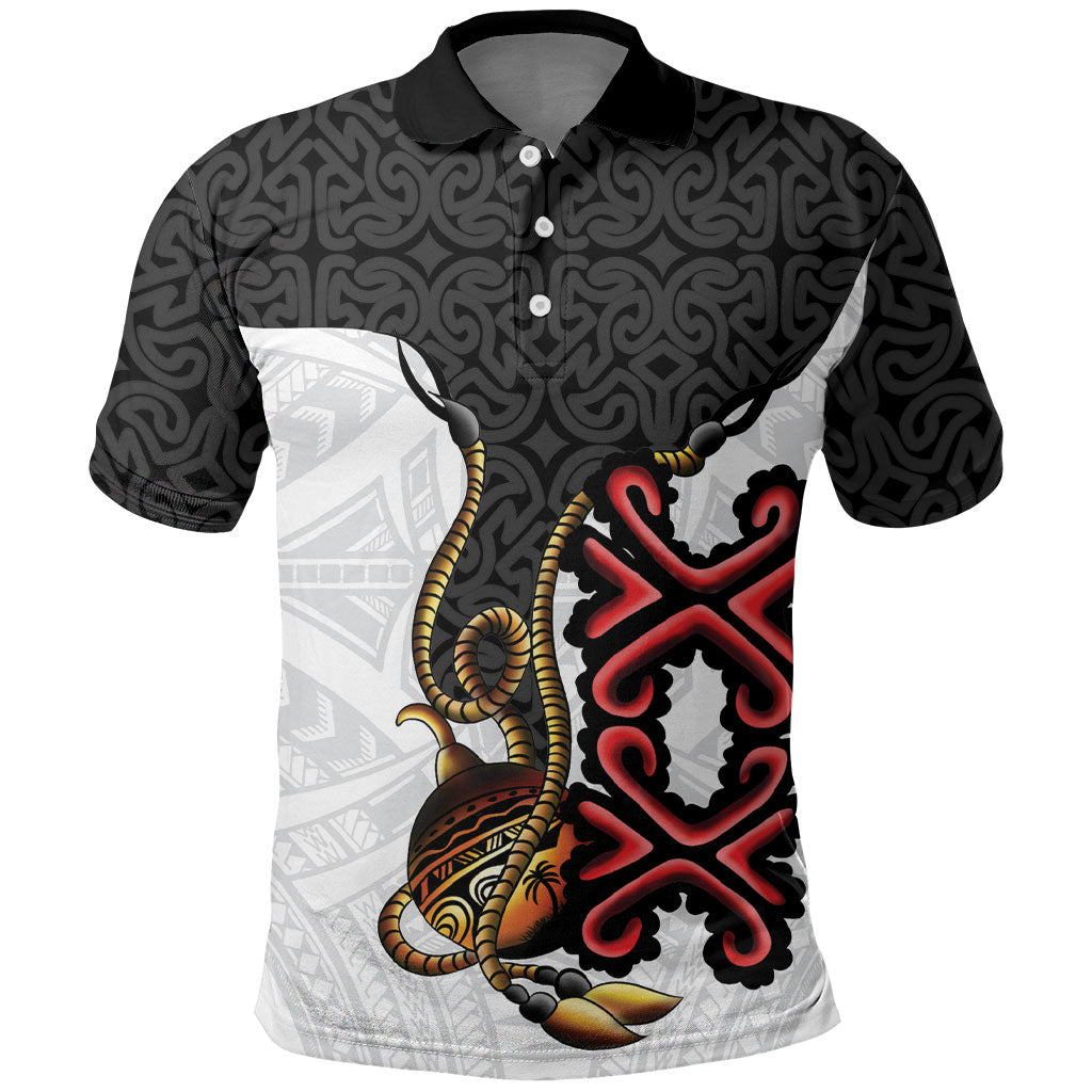 Personalised Papua New Guinea Oro Necklace Polo Shirt Black Melanesia Traditional Pattern